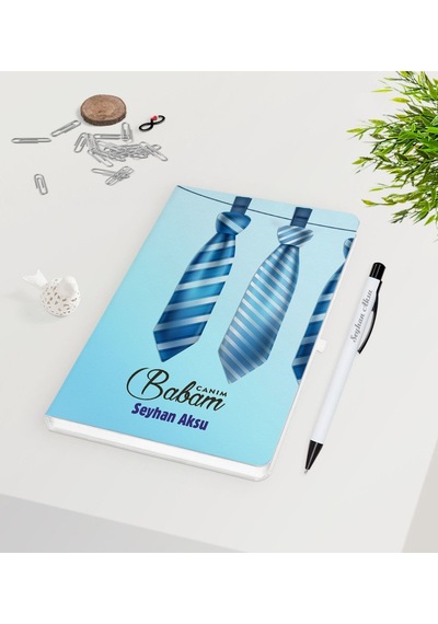 Kişiye Özel Canım Babam Tasarımlı Beyaz Defter Kalem Seti - Model N11.1343