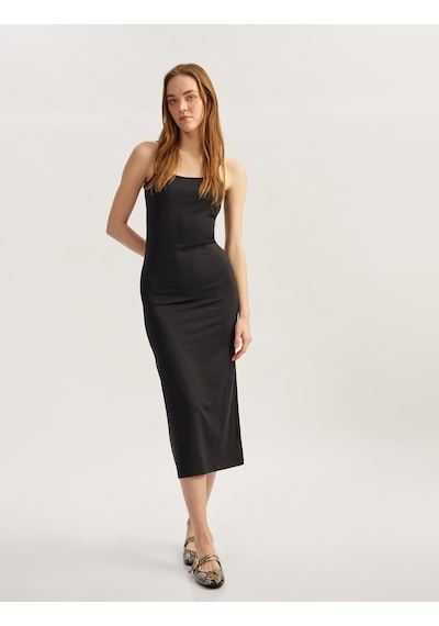 Koton Slim Fit İnce Askılı Uzun Elbise Siyah 5sal80023ık Siyah Koton Slim Fit İnce Askılı Uzun Elbise Siyah 5sal80023ık Siyah