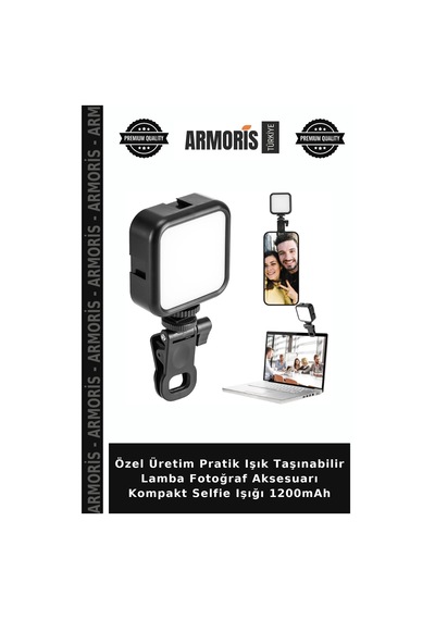 Özel Üretim Pratik Işık Taşınabilir Lamba Fotoğraf Aksesuarı Kompakt Selfie Işığı 1200mah