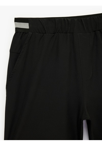Koton Paraşüt Kumaş Rahat Kalıp Cepli Çizgili Lastikli Spor Şort Siyah 7wam40079nw