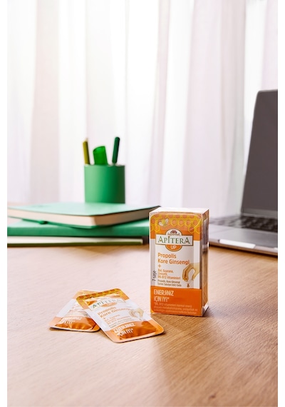 Apitera UP Doğal Bal, B Vitaminleri, Kırmızı Ginseng, Guarana ve Propolis İçeren Takviye Edici 56'lı Saşe
