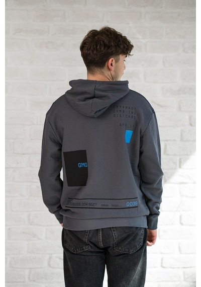 Kapüşonlu Baskılı Regular Fit 2 İplik Erkek Sweatshirt 001