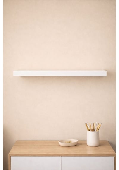 Tekli Duvar Rafı - Uçan Raf Gizli Raf Beyaz 15x50 Diğer