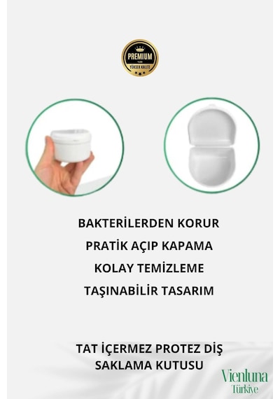 Yüksek Kalite Uzun Ömürlü Plastik Hijyenik Tat İçermez Protez Diş Saklama Kutusu Geniş Boy 2 Adet