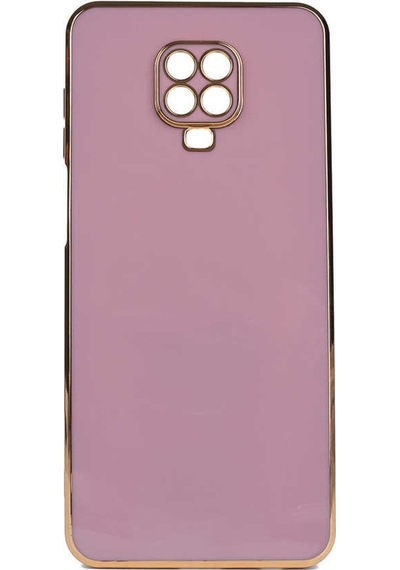 Noktaks - Redmi Note 9s Uyumlu Kılıf Kenarları Parlak Altın Renkli Silikon Bark Kapak - Beyaz - T21646