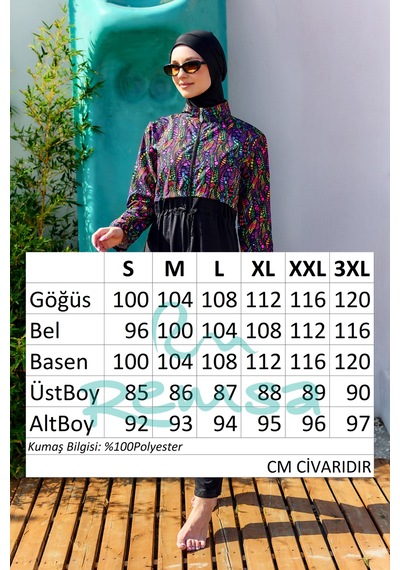 Remsa Mayo Tam Kapalı Tesettür Mayo Siyah01 R5101 Neşe Siyah