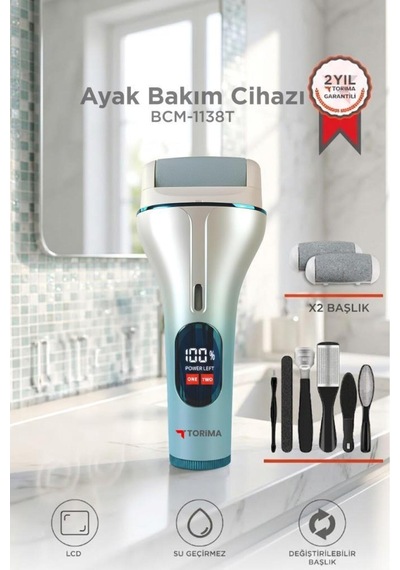 Ayak Bakım Törpüsü Su Geçirmez Led Ekranlı Turbo Modlu Törpü Bcm 1138t Beyaz