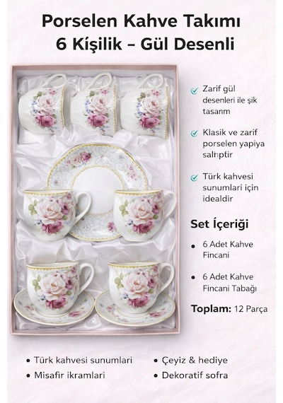 Cvs 6 Kişilik 12 Parça Çay Nescafe Fincan Takımı - Dn 41113 Beyaz
