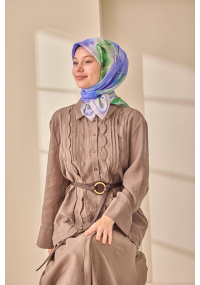 Silk Home Olinda İpek Eşarp 47004-18 Gri, Yeşil, Koyu Yeşil, Lila, Mor