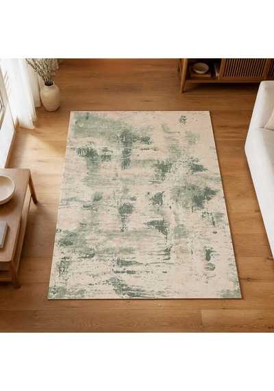 Kartela Halı Nivo Halı Kaymaz Taban Makinede Yıkanabilir Halı Adaçayı Yeşili - 60 X 90 Cm
