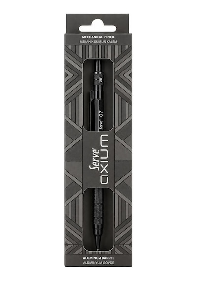 Serve Axium Mekanik Kurşun Kalem 0.7 Mm Alüminyum Gövde - Metalik Siyah Çok Renkli