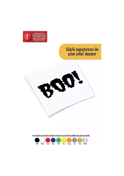 Boo - Araç, Oto, Laptop, Duvar Uyumlu Sticker 80 40 Cm