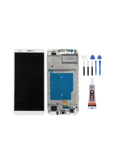 Huawei Y7 2018 Çıtalı Beyaz Uyumlu Ekran Lcd Dokunmatik Tamir Seti Ve Yapıştırıcı Yanında Yedcom