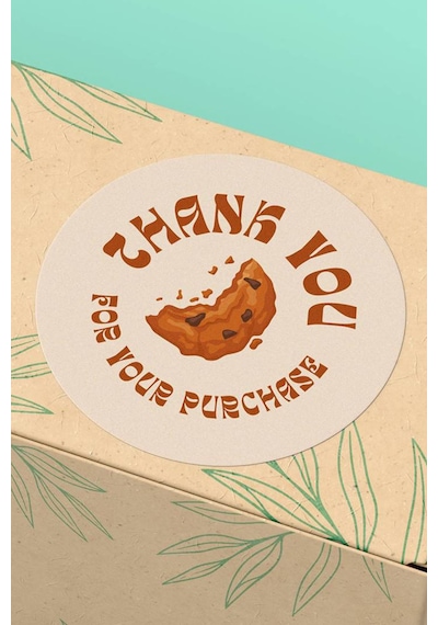 Kurabiyeli Thank You Purchase Sticker 3x3cm St2206 Çok Renkli