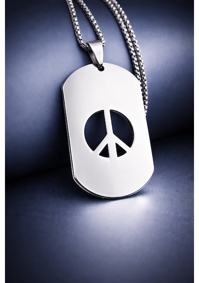 Künye Tasarım Paslanmaz Çelik Peace Sembol Kolye /barış Kolye Gümüş