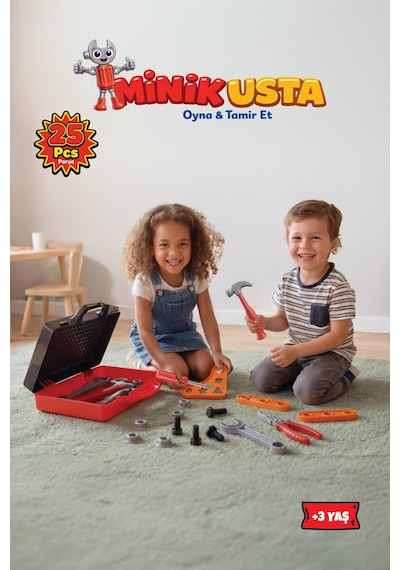 Minik Usta Oyuncak Tamir Seti 25 Parça Çantalı Çocuk Alet Seti Oyna Ve Tamir Et 3 Yaş+ Beyaz
