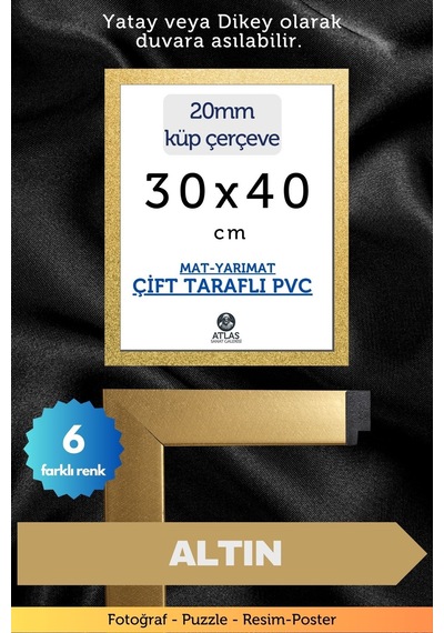 Altın-20mm-30x40 Cm Mat Pvc Li Camsız Fotoğraf Puzzle Belge Çerçeve Yatay Dikey Asılabilme 14616100