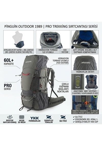 Pinguin Explorer 75 Khaki Sırt Çantası Yeşil