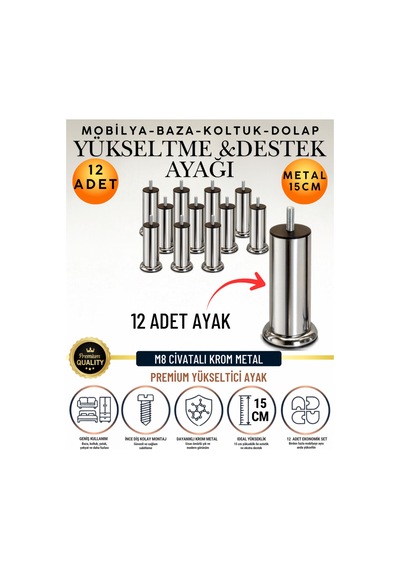 12 Adet 15 Cm M8 Vidalı Metal Krom Ayak Mobilya Ayağı Baza Ayağı Kanepe Ayağı Koltuk Ayağı Yatak Ayağı Yükseltme Ayağı Dolap Ayak Sehpa Sandık Ayakları Değişim Destek Ayağı Yükseltici Aparat Şifonyer Krom Krom 12 Adet 15 Cm M8 Vidalı Metal Krom Ayak Mobilya Ayağı Baza Ayağı Kanepe Ayağı Koltuk Ayağı Yatak Ayağı Yükseltme Ayağı Dolap Ayak Sehpa Sandık Ayakları Değişim Destek Ayağı Yükseltici Aparat Şifonyer Krom Krom