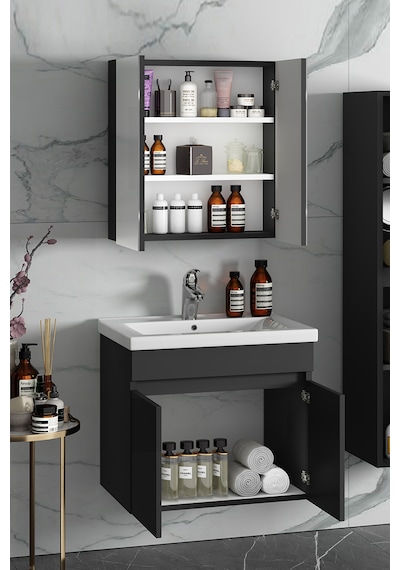 Çiğdem 65 Cm Antrasit Gri Mdf Lavabolu Asma Banyo Dolabı Takımı Antrasit - Gri Çiğdem 65 Cm Antrasit Gri Mdf Lavabolu Asma Banyo Dolabı Takımı Antrasit - Gri