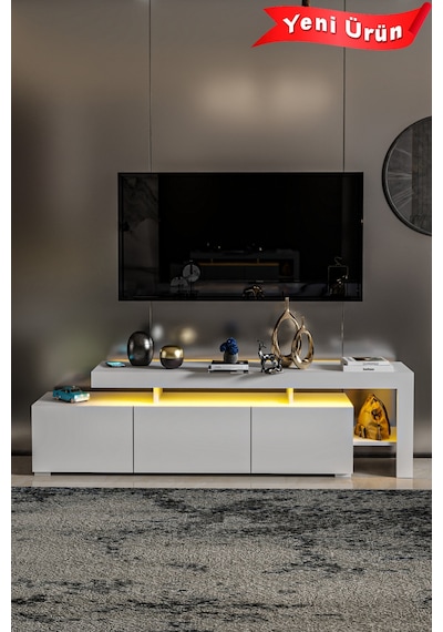 Luma Led Işıklı Tv Ünitesi Beyaz