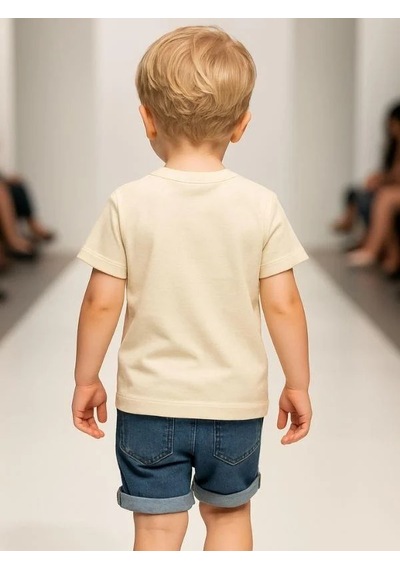Çikoby Erkek Bebek Basic Cep Detaylı Tshirt-15856 Krem