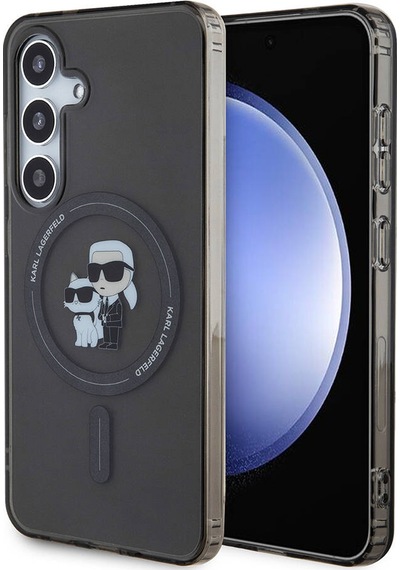 Galaxy   Uyumlu  S24 Kılıf Karl Lagerfeld Lisanslı Magsafe Özellikli Karl & Choupette Iml Baskılı Kapak Siyah