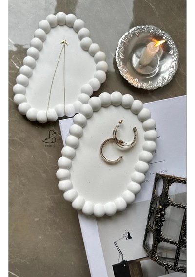 Bubble Oval Tabak Ve Bulut Dekoratif Tabak 4 Lü