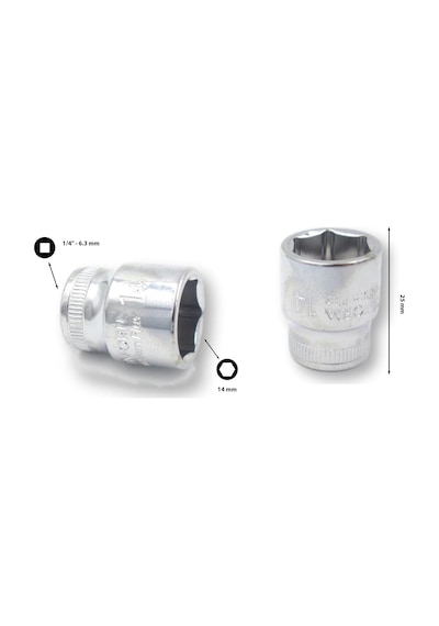 Ceta Form ¼” 14 mm 6 Köşe Lokma Anahtar C02-H140