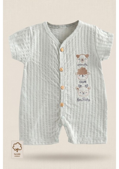 Minory Baby - %100 Pamuk Müslin Bebek Tulum Mavi Mavi