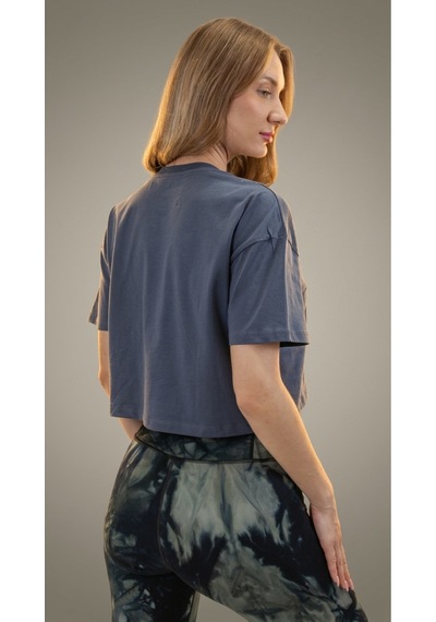 Heyy's Oversize Kadın Crop Antrasit Renk T-shirt Antrasit