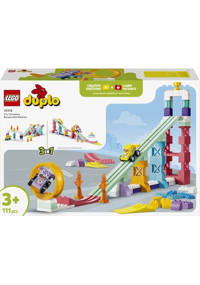 LEGO® DUPLO® Kasabası 3’ü 1 Arada Araçlarla Yaratıcı Rampalar 10478 - 3+ için Aksesuarlar İçeren Eğitici Oyuncak Yapım Seti (111P)
