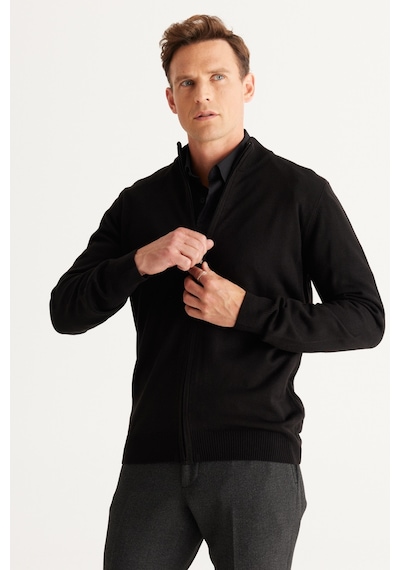 AC&Co / Altınyıldız Classics Erkek Sıyah Tüylenme Yapmayan Standart Fit Normal Kesim Dik Yaka Triko Hırka Siyah AC&Co / Altınyıldız Classics Erkek Sıyah Tüylenme Yapmayan Standart Fit Normal Kesim Dik Yaka Triko Hırka Siyah