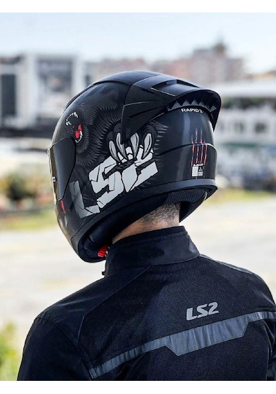 LS2 Rapid 2 Clawn Race Mat Siyah- Gri - Kırmızı Kask