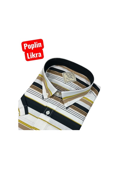 Slim Fit Pamuklu Kısa Kollu Cepsiz Gömlek Slim Fit Kalıp Siyah