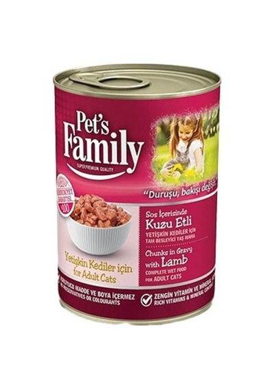 Pet's Family Kuzu Etli Konserve Yetişkin Kedi Maması 12 x 400 G