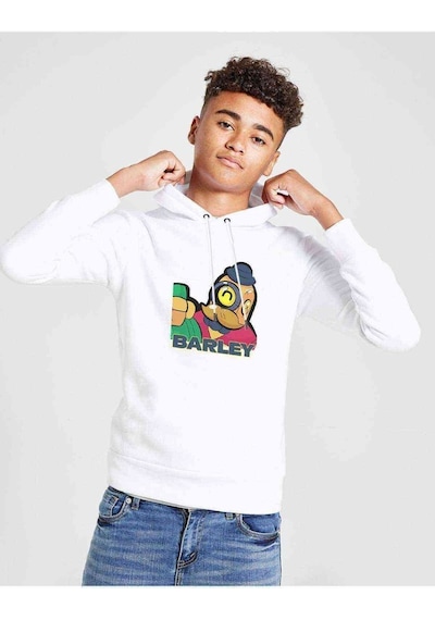 Tshirthane Brawl Stars - Barley 2 Baskılı Unisex Çocuk Kapüşonlu Beyaz Swea Beyaz