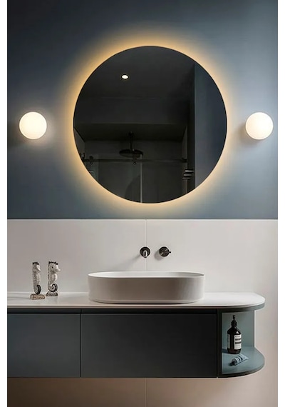 Fawdecor Led Işıklı Yuvarlak Duvar Aynası 90x90 Gün Işığı