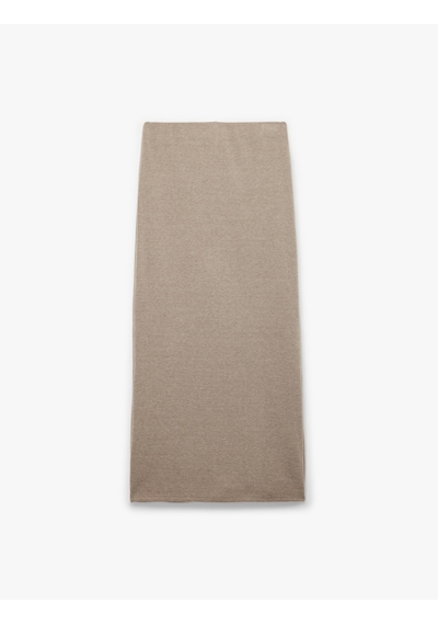 Koton Slim Fit Düğmeli Yırtmaç Detaylı Midi Triko Kalem Etek Deve Tüyü 6wak10209ek Taba