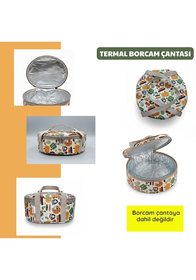 Borcam Termal Çantası-yemek Çantası-30 Cm Yuvarlak-351 Çok Renkli