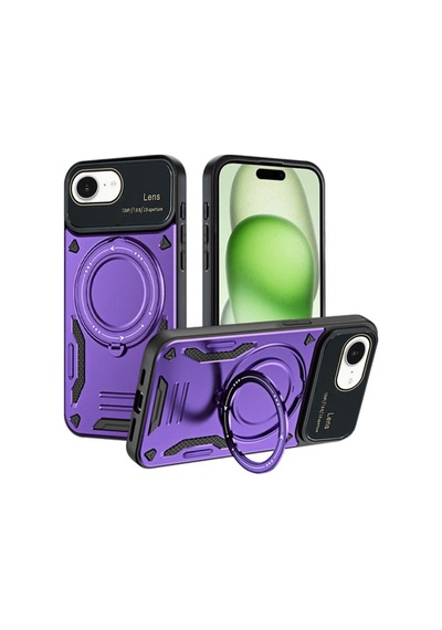 Apple Uyumlu - iPhone 16e Kılıf Joy Lens Standlı Kapak - Mor