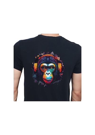 Splash Animal T-shirt %100 Pamuklu Siyah Penye Basic Erkek Tişört Siyah
