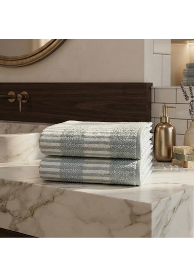2 Li Özdilek %100 Pamuk Striscia El Yüz Havlusu 50 X 90 Yeşil