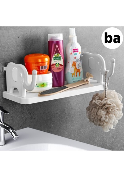Fil Raf Düzenleyici Şampuanlık Sabunluk Banyo Mutfak Organizer Raf-ba028-1 Beyaz
