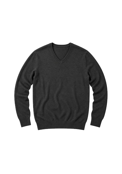 Battalmoda Erkek Büyük Beden Antrasit V Yaka Pamuklu Kazak 3xl-4xl-5xl-6xl