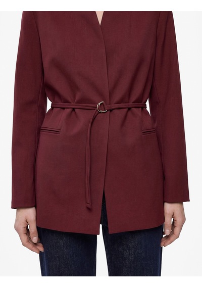 Koton Kemerli Kruvaze Yaka Uzun Kollu Blazer Ceket Bordo 7wak50012pw
