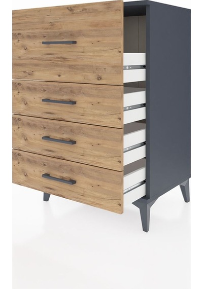 Hyperion Komodin 4 Çekmeceli 60x44x96 Antrasit-çam Antrasit