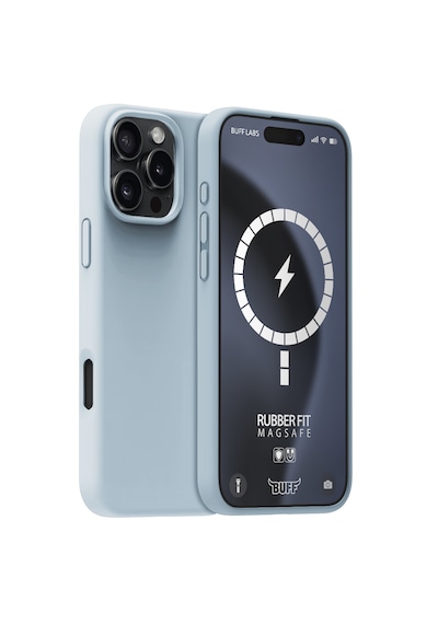 Apple Uyumlu iPhone Buff 16 Pro Magsafe Rubber Fit Silikon Kılıf Light Blue