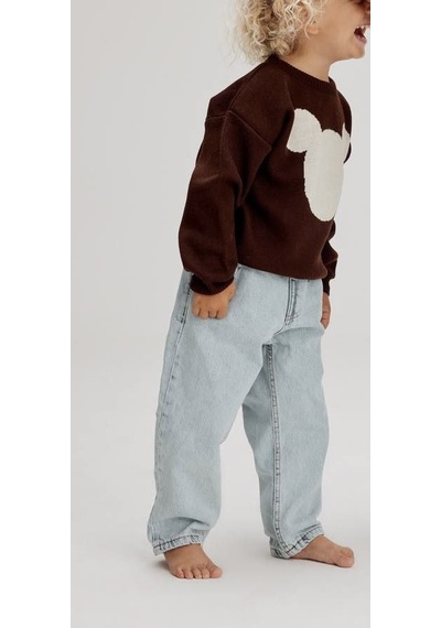 Lolliboomkids Unisex Çocuk Mickey Triko Kazak Bol Kesim Kot Pantolon Alt Üst Takım 2 Parça