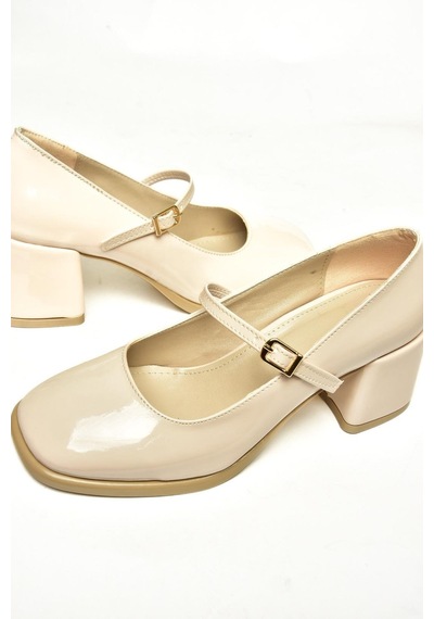 Fox Shoes U518422008 Bej Rugan Kalın Topuklu Kadın Ayakkabı Bej